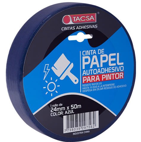 CINTAS ADHESIVAS DE PAPEL 24 mm. x  50  Mts. - AZUL