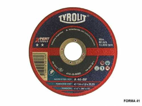 DISCOS DE CORTE - C - C/ DEPRIMIDO TYROL XP - 4.5'' x 3.0 mm. - OXIDO ALUMINIO